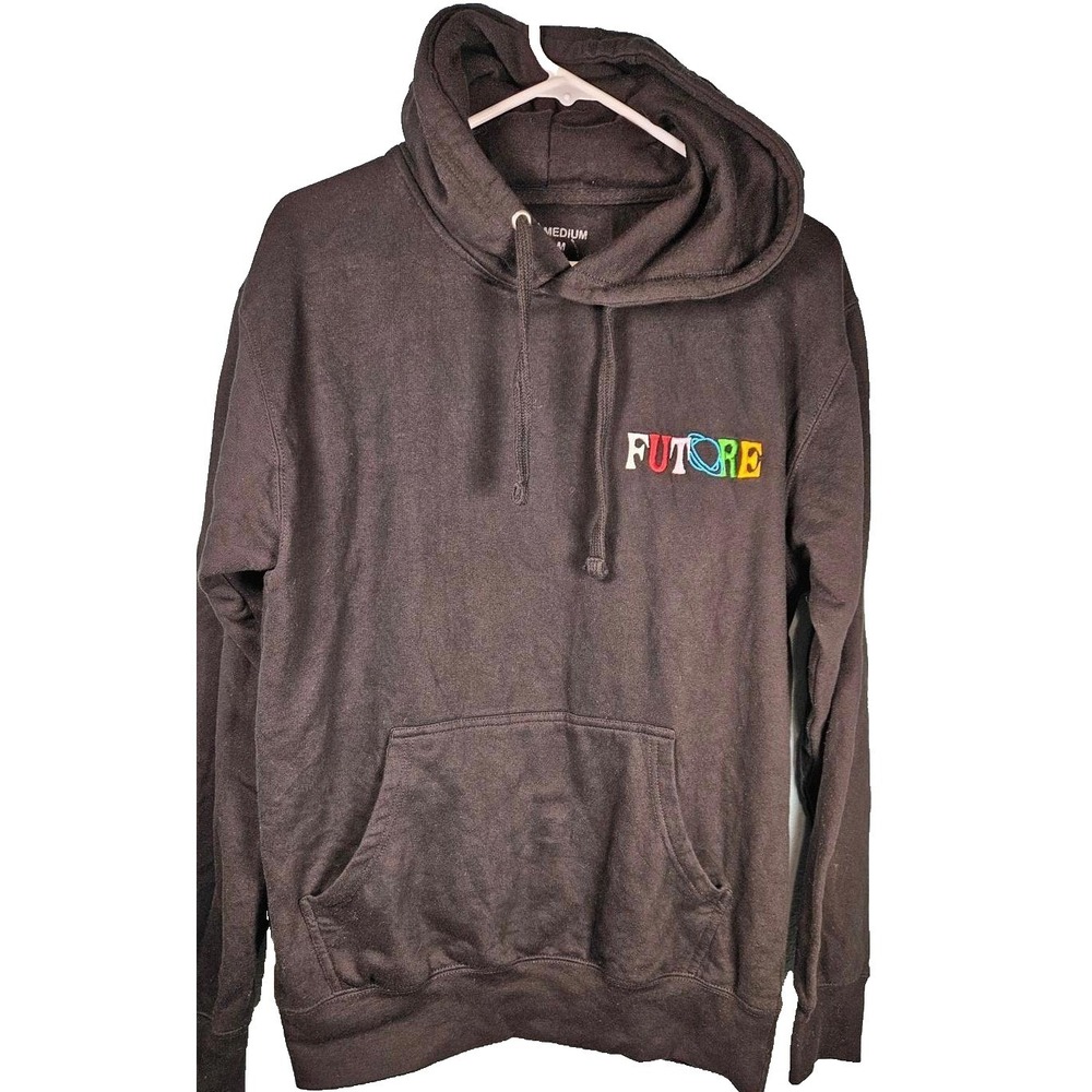 Future Palms Mens Black Embroidered Future Graphic Hoodie‎ Sweatshirt Medium